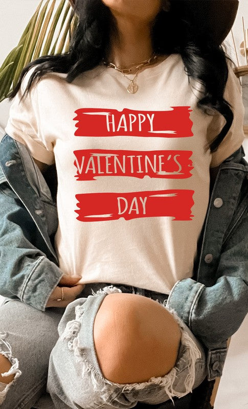 Paint Smudge Happy Valentines Day PLUS Graphic Tee T-Shirt