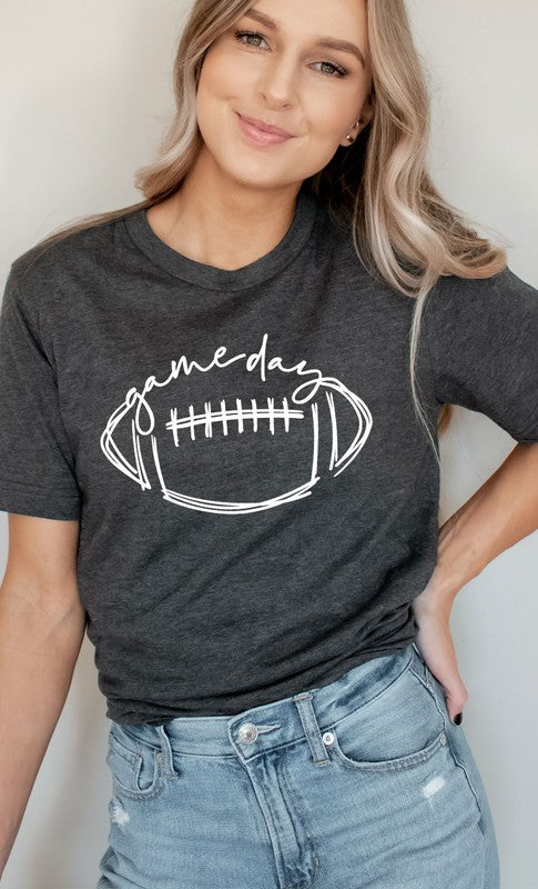 Cursive Football Game Day Graphic Tee T-Shirt PLUS