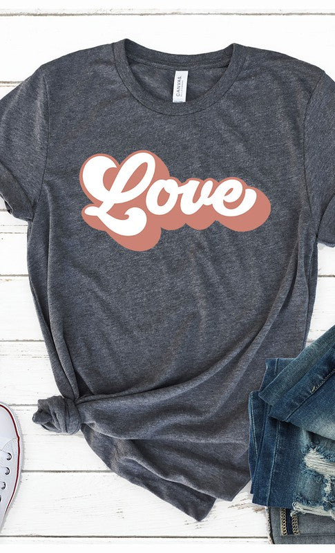 Retro love Valentines Graphic Tee T-Shirt PLUS