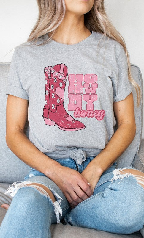 Howdy Honey XOXO Boots Valentines PLUS Graphic Tee T-Shirt