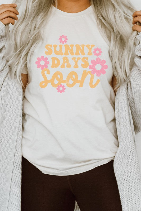 Sunny Days Soon Floral Spring Bloom Graphic Tee T-Shirt