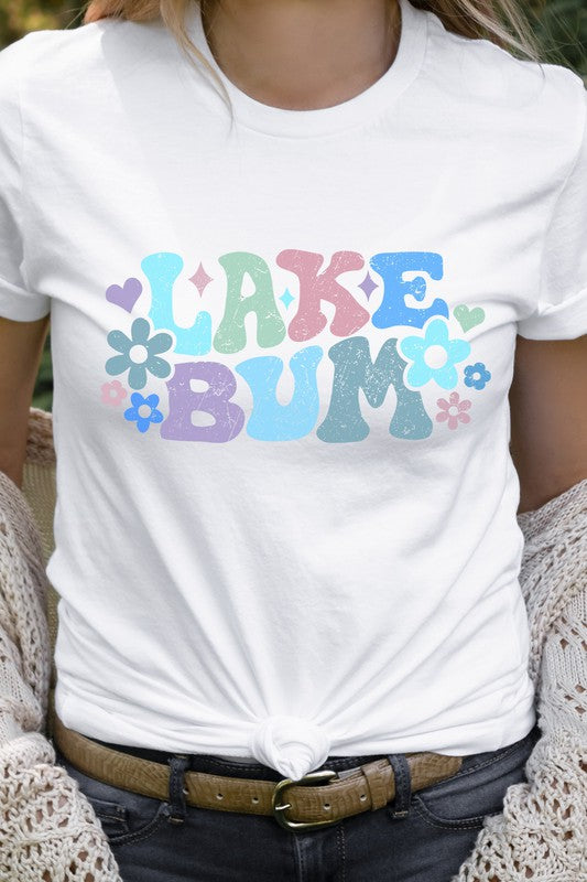 Pastel Flowers Lake Bum Summer Water Graphic Tee T-Shirt