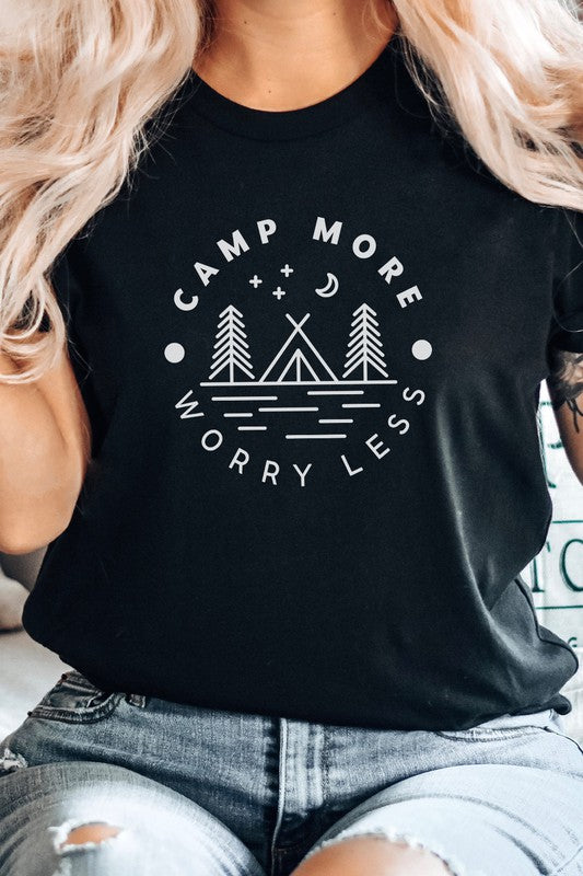 Camp More Worry Less Tent in Forest Graphic Tee T-Shirt