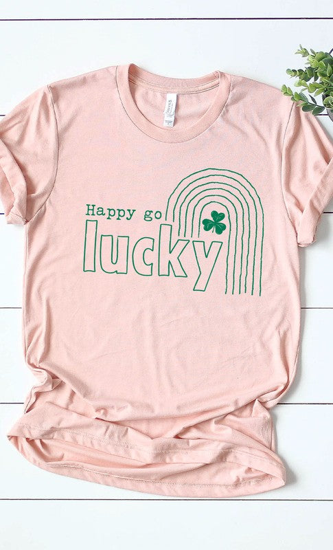 Happy Go Lucky Rainbow Graphic Tee T-Shirt PLUS