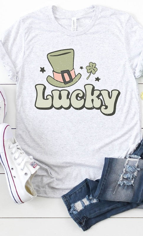 Retro Lucky Hat Shamrock Star Graphic Tee PLUS