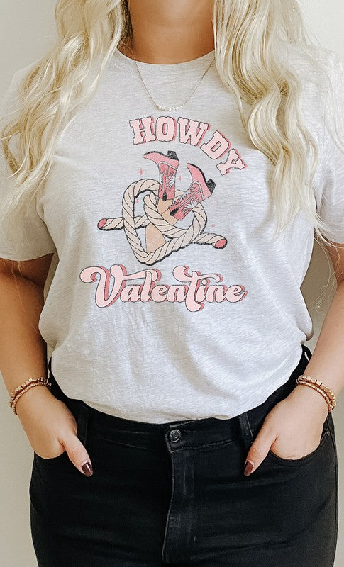 Howdy Valentine Cowboy Boots PLUS SIZE Graphic Tee T-Shirt