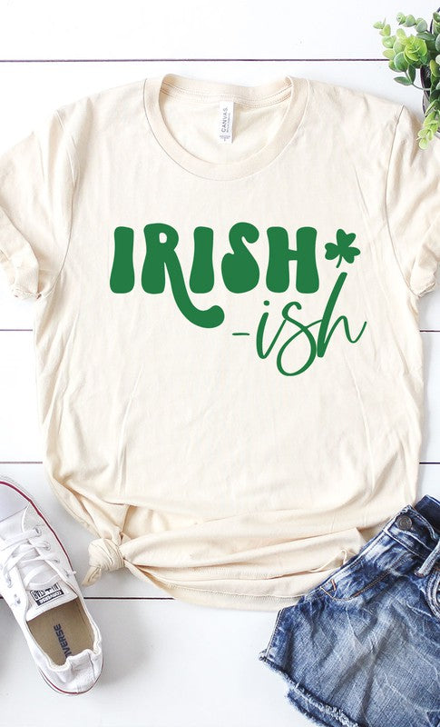 Irish ish green shamrock graphic Tee T-Shirt