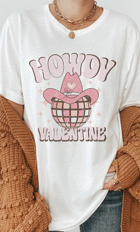 Howdy Valentine Cowboy Disco Ball Graphic Tee