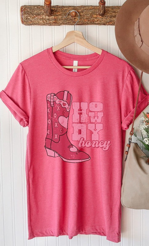 Howdy Honey XOXO Boots Valentines PLUS Graphic Tee T-Shirt