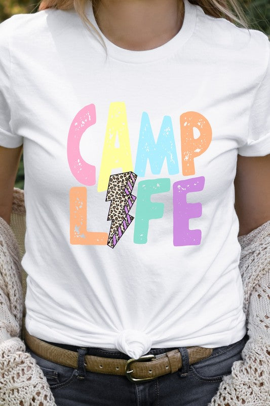 Camp Life Leopard Lightning Bolt Graphic Tee T-Shirt