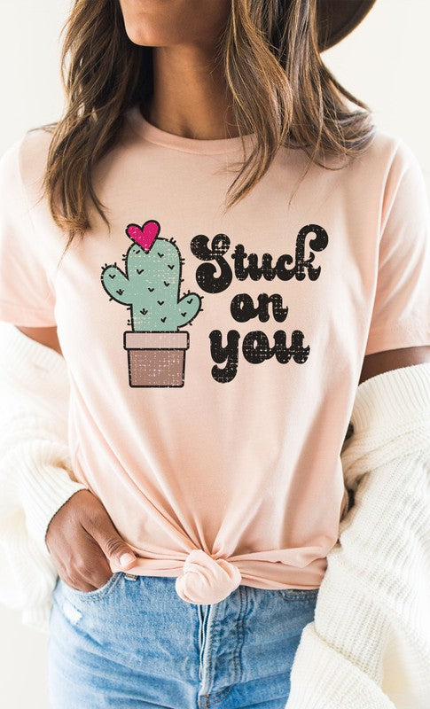 Stuck on You Heart Cactus V-Day PLUS Graphic Tee