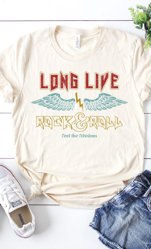 Vintage Long Live Rock and Roll Graphic Tee T-Shirt