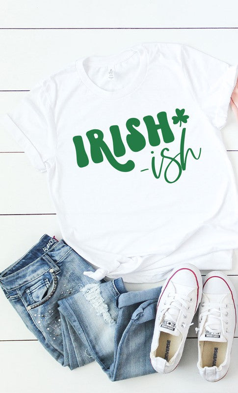 Irish ish green shamrock graphic Tee T-Shirt