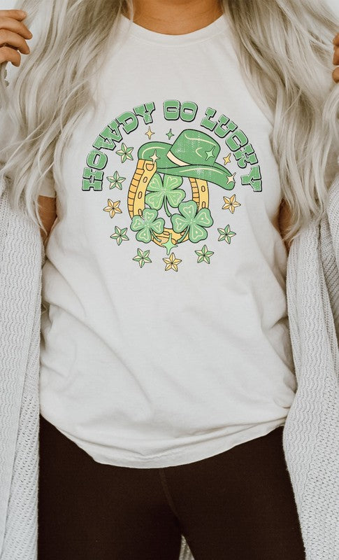 Howdy Go Lucky Shamrock Horseshoe PLUS Graphic Tee