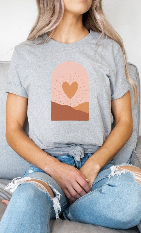 Boho Heart Sunrise Valentine PLUS SIZE Graphic Tee T-Shirt