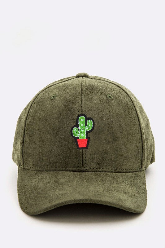 Petite Cactus Patch Suede Cap