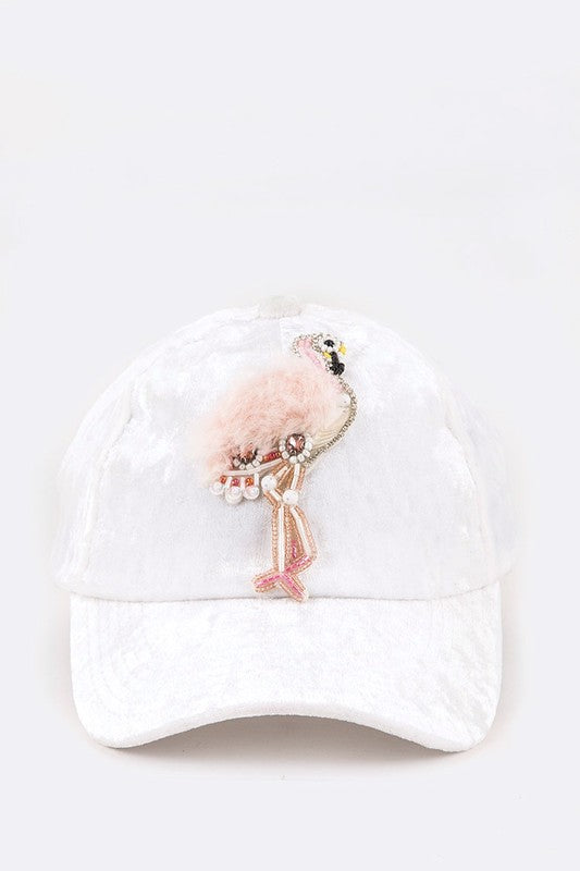 Flamingo Distressed Velour Cap