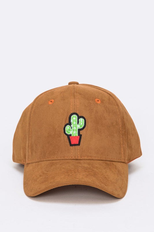 Petite Cactus Patch Suede Cap