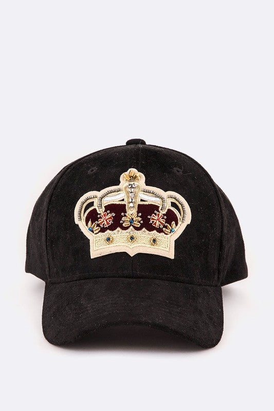 Royal Crown Patched Suede Cap