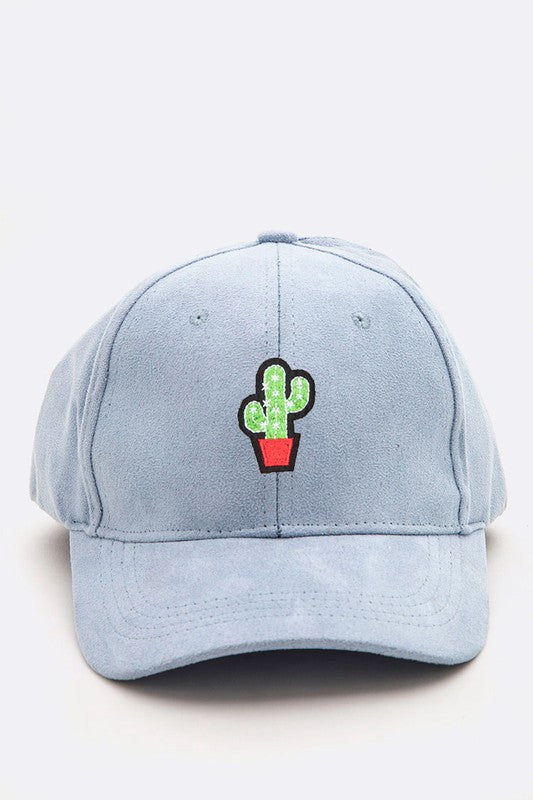 Petite Cactus Patch Suede Cap