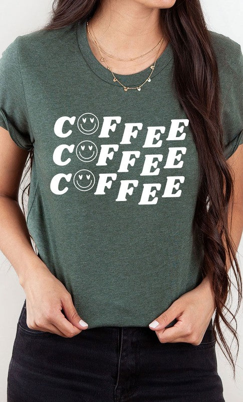 Smiley Coffee Graphic Tee T-Shirt