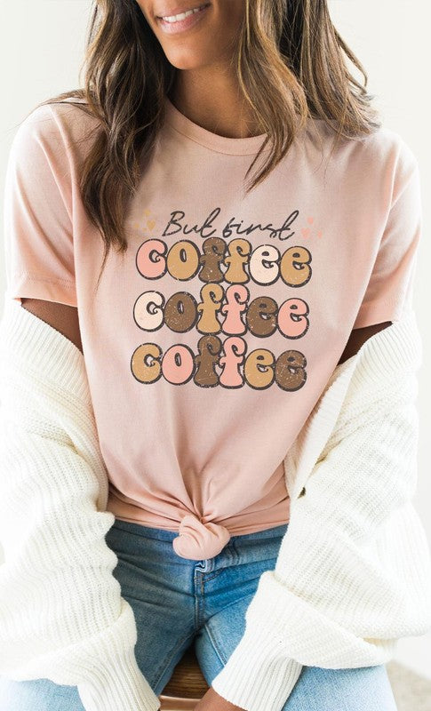 But First Coffee Hearts Detail PLUS Graphic Tee T-Shirt