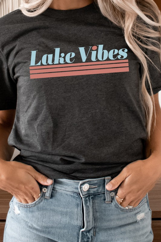 Lake Vibes Summer Fun Water Vacation Graphic Tee T-Shirt