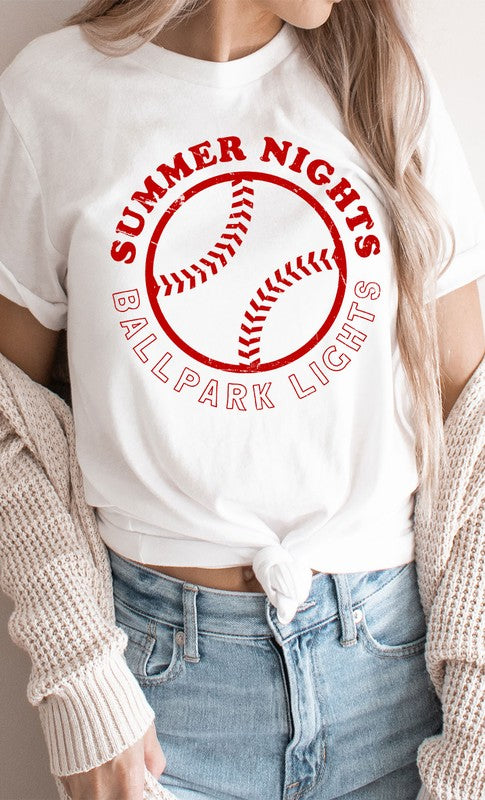 Summer Nights and Ballpark Lights Baseball Graphic T-Shirt