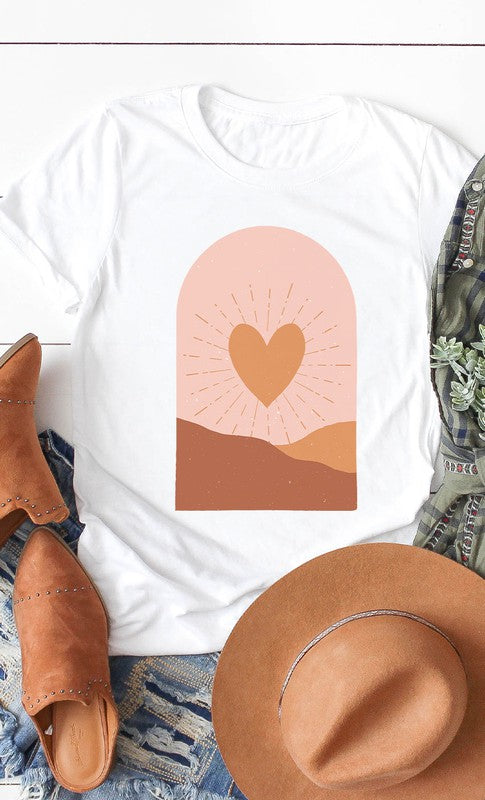 Boho Valentine Heart Graphic Tee T-Shirt PLUS