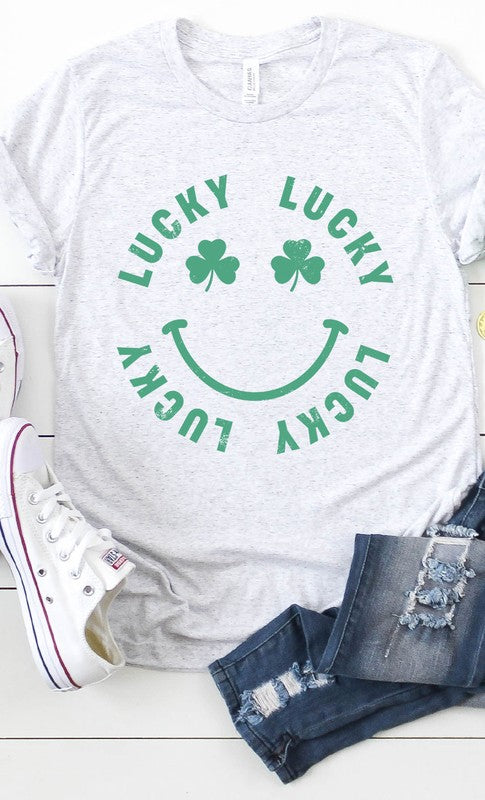 Retro Lucky Smiley Graphic Tee T-Shirt