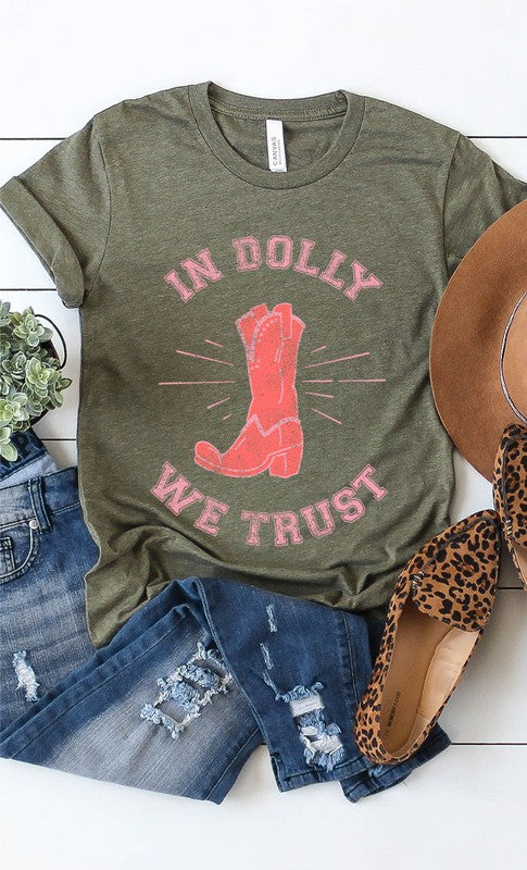 Retro In Dolly We Trust Boot Graphic Tee T-Shirt PLUS