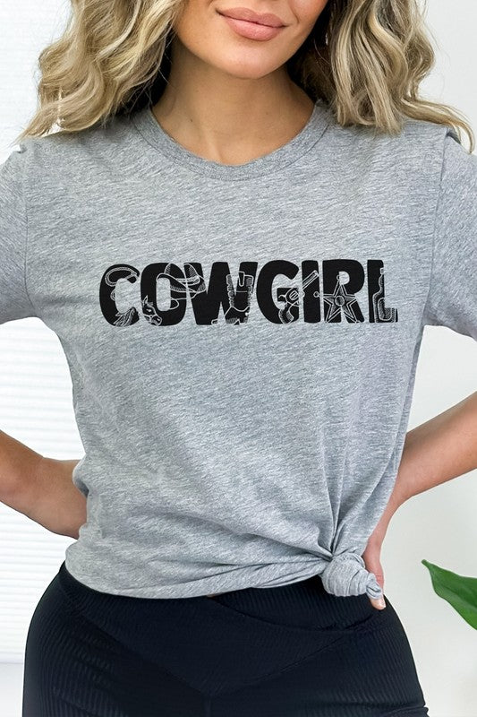 Cowgirl Horse Boots Sheriff Badge Graphic Tee