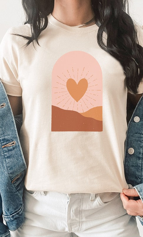 Boho Heart Sunrise Valentine PLUS SIZE Graphic Tee T-Shirt