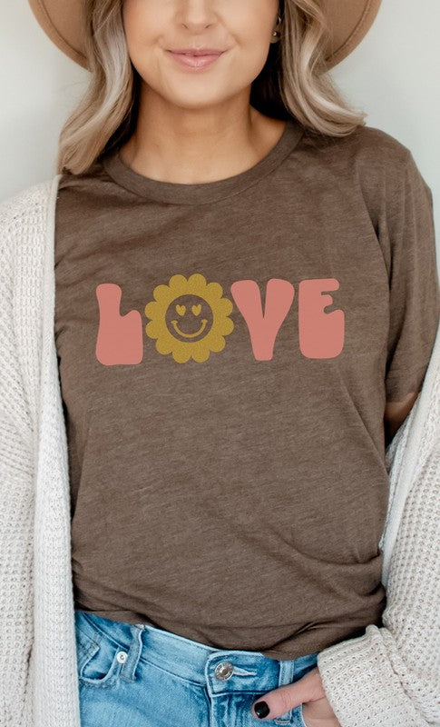 Love Sparkley Heart Eyes Flower PLUS Graphic Tee