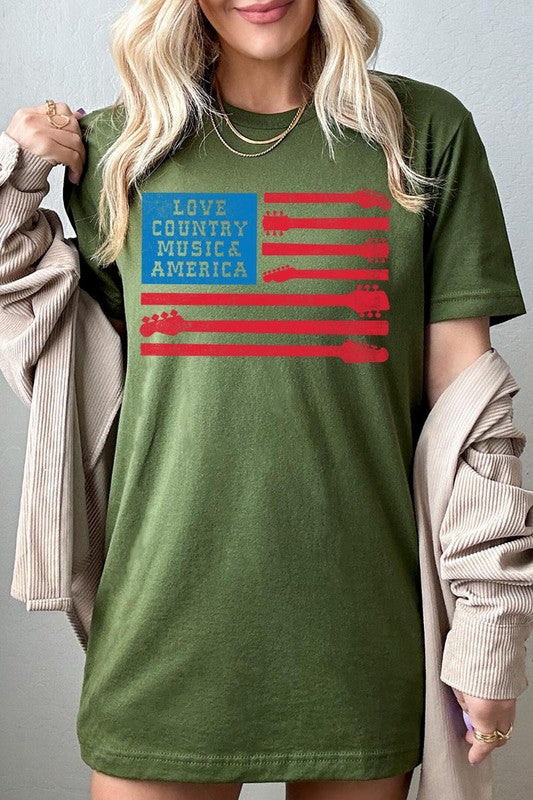 Love Country Music & America Graphic T Shirts