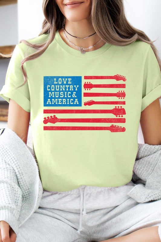 Love Country Music & America Graphic T Shirts