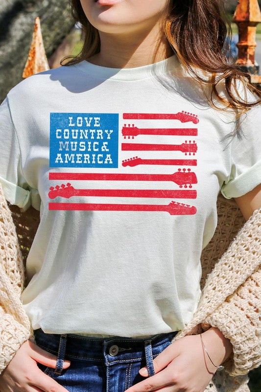 Love Country Music & America Graphic T Shirts