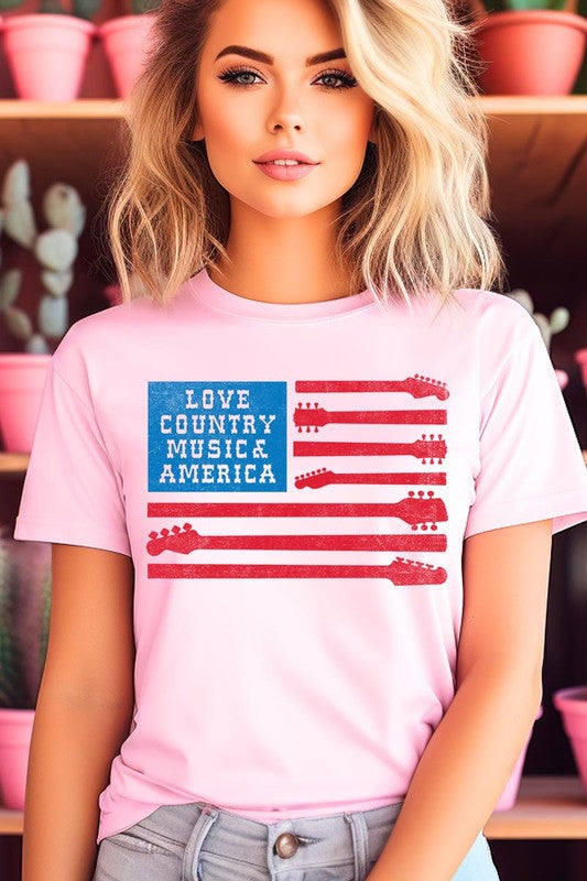 Love Country Music & America Graphic T Shirts