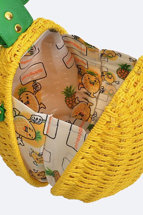 Iconic Pineapple Basket Weaved Swing Bag