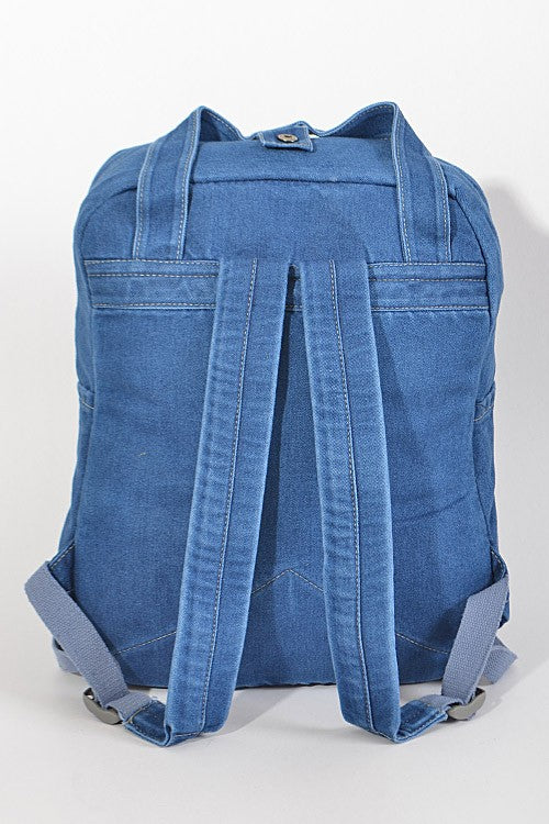 Top Handle Denim Backpack