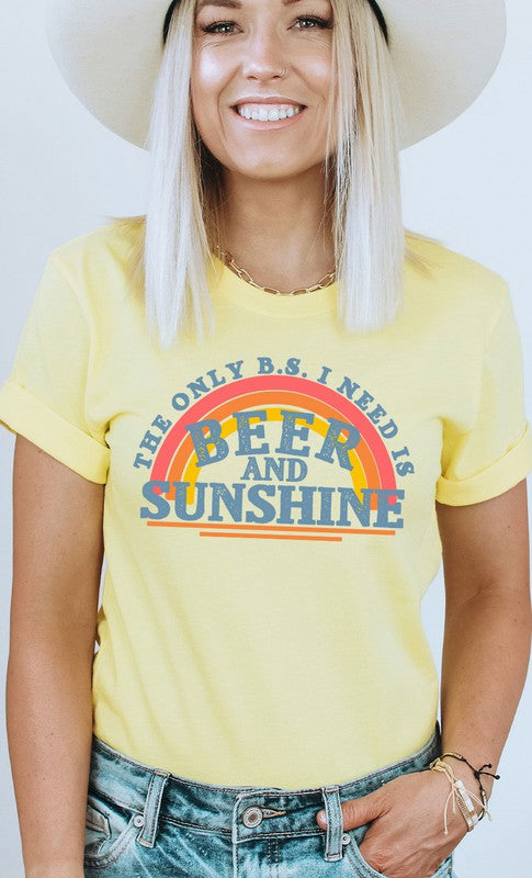 Beer and Sunshine Rainbow Graphic Tee T-Shirt