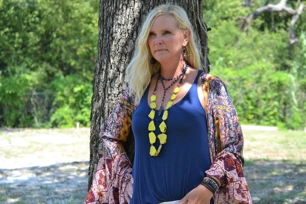 Double Strand Blue Lapis with Copper Feather Beads Necklace