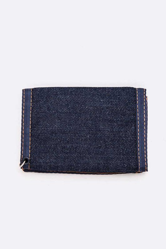 Oops Patch Iconic Denim Tri-Fold Wallet