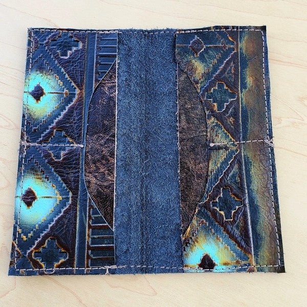 Embossed Leather Wallet-Blue