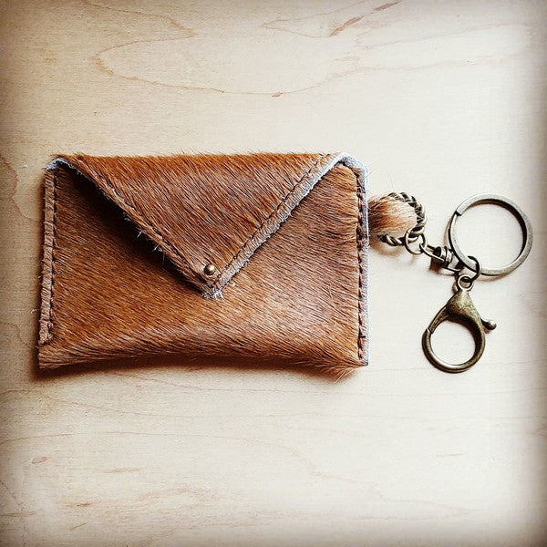 Sierra Credit Card Wallet-Brown Tan  Hair on Hide