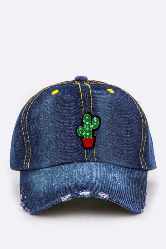 Cactus Patch Denim Cap