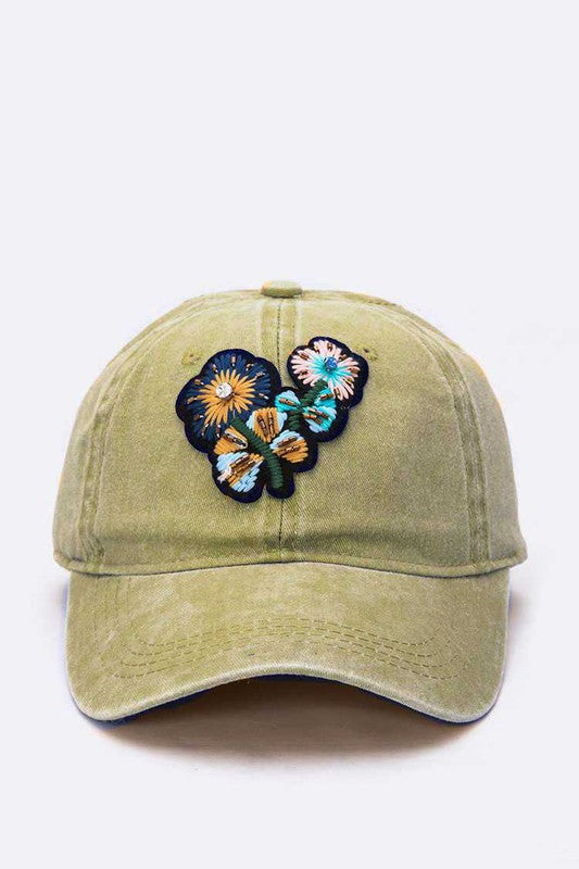 Embroidered Flower Vintage Cotton Cap