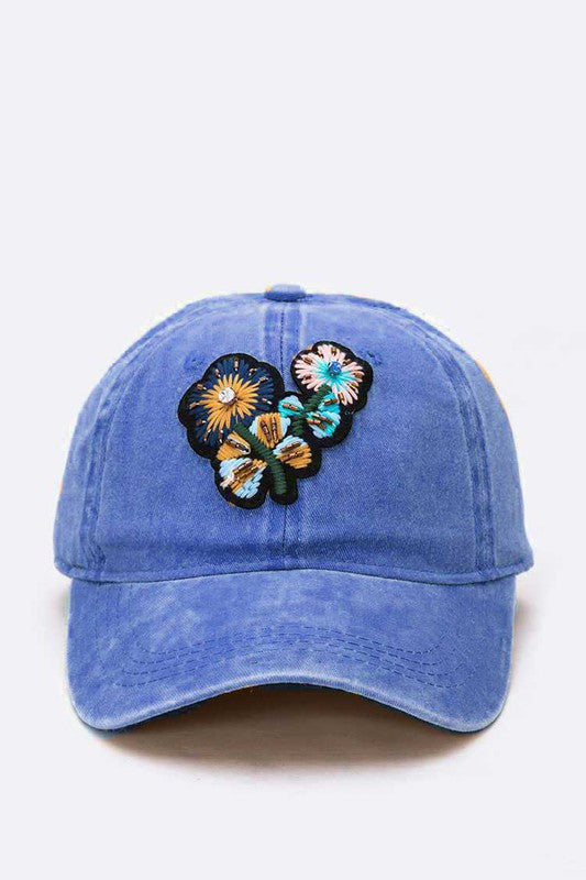 Embroidered Flower Vintage Cotton Cap