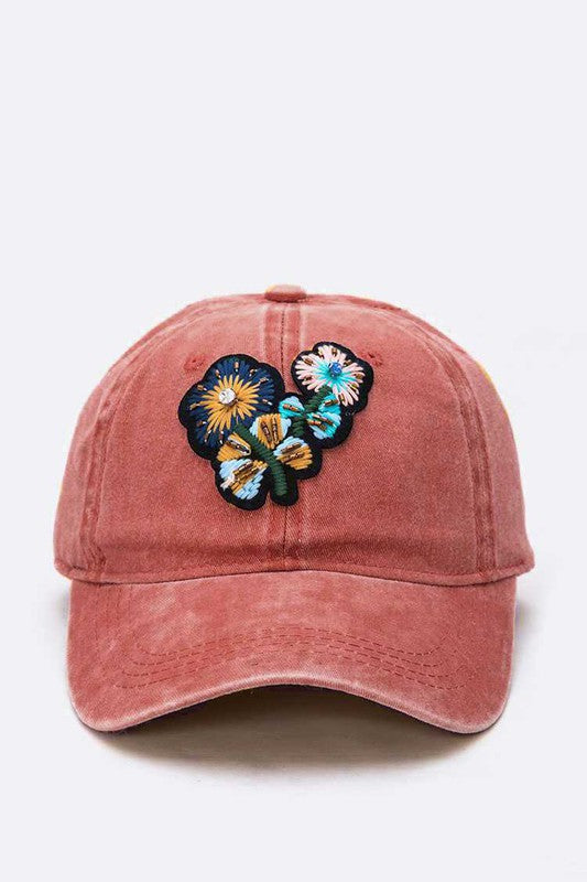 Embroidered Flower Vintage Cotton Cap