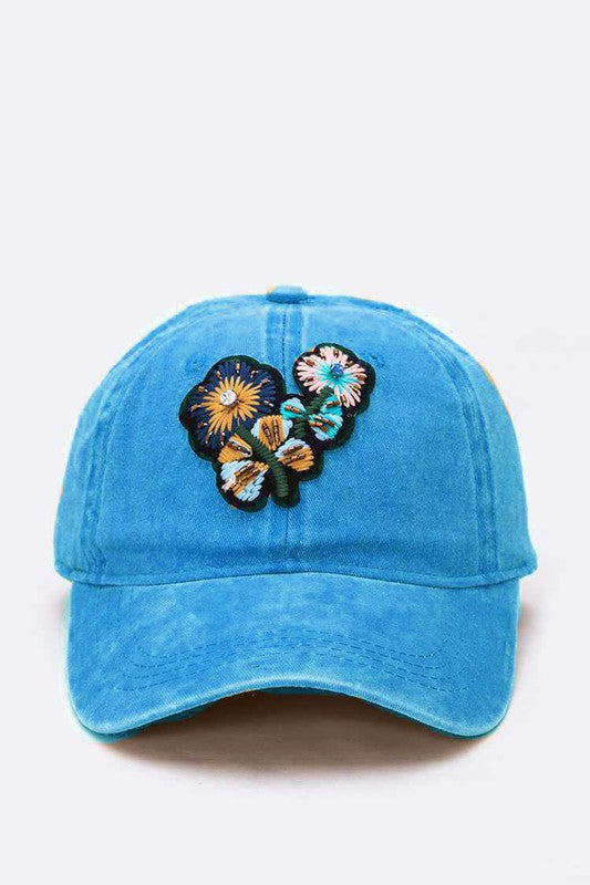 Embroidered Flower Vintage Cotton Cap